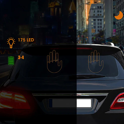Finger Gesture Light with Remote Finger Light LED Car Back Window Sign Hand Funny Car Truck - Image 3