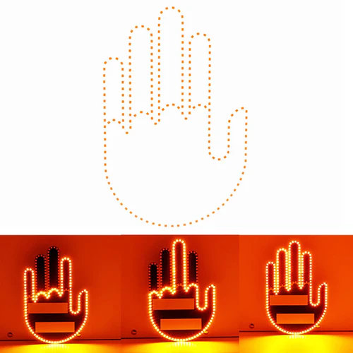 Finger Gesture Light with Remote Finger Light LED Car Back Window Sign Hand Funny Car Truck - Image 5