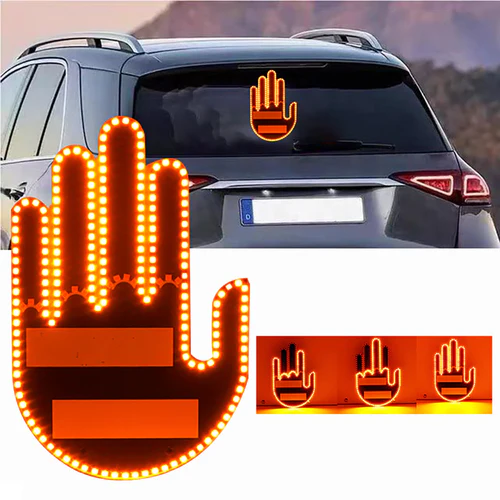 Finger Gesture Light with Remote Finger Light LED Car Back Window Sign Hand Funny Car Truck - Image 2