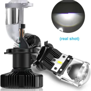 HJG T9 LED Headlight Bulbs with Mini Projector Lens Hi-Lo H4 Projector Lens 1 Pc