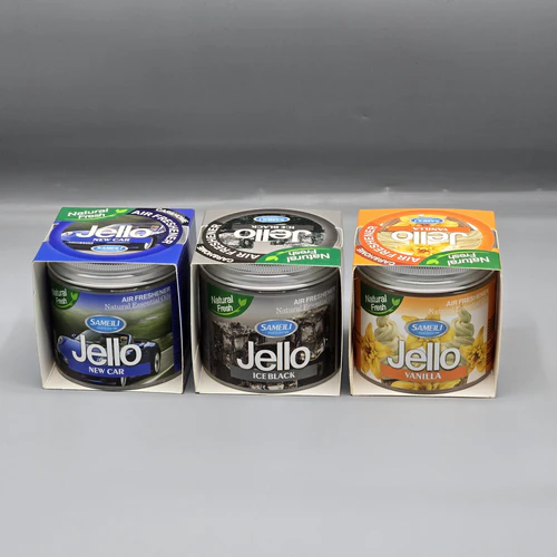 Pack Of 3 Jello Air Freshener 3 Flavor Black Ice, New Car & Vanilla Perfume For Car - Image 2